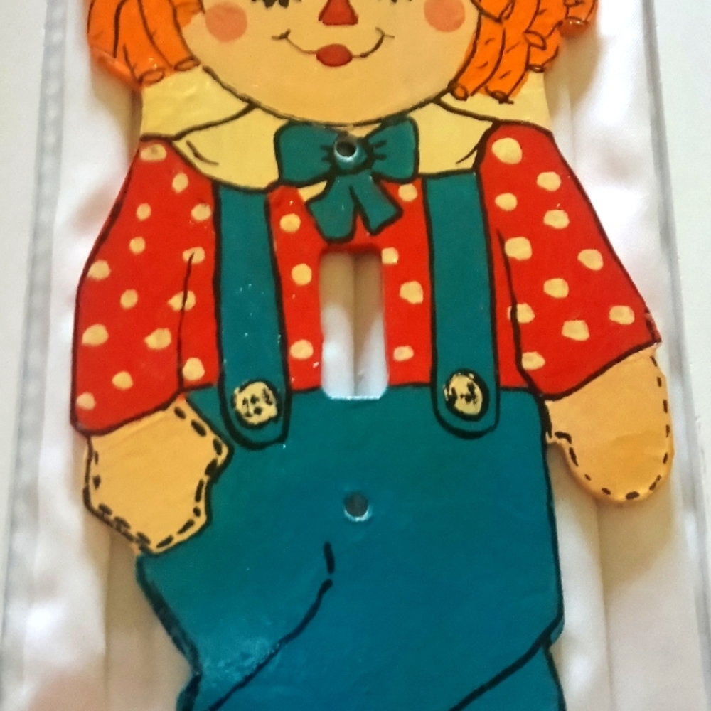 Vintage hand painted switch plate Raggedy Andy